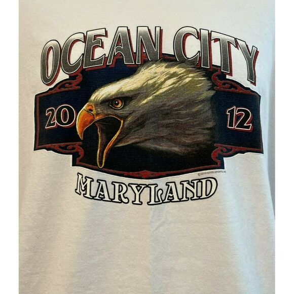 Men's XXL 2012 Ocean City Maryland Eagle Motorcycle Biker T Shirt Good Sports - Picture 2 of 4